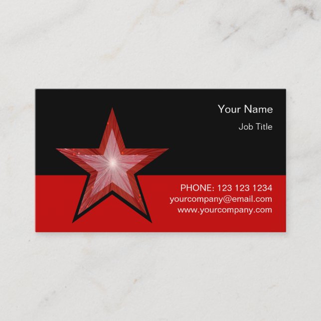 Red Star business card template red black (Front)