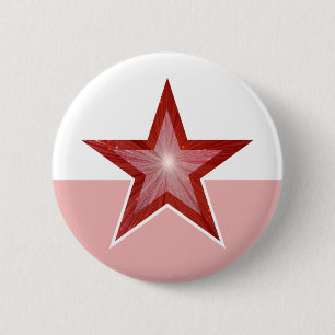 Red Star button gold pink