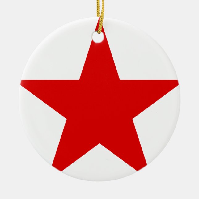 Red Star Communist Socialist Ceramic Ornament (Front)