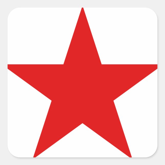 Red Star ★ Communist Socialist Soviet Star Square Sticker (Front)