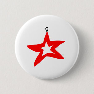 red star designer christmas Mug 6 Cm Round Badge