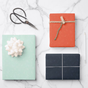 red star festive, pastel blue, navy wrapping paper sheet