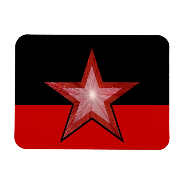 Red Star flexible magnet black red (Horizontal)