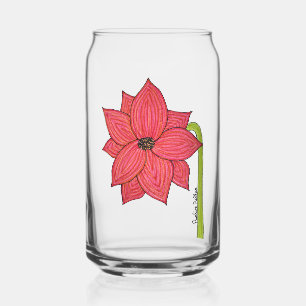 Red Star Flower Blank Can Glass