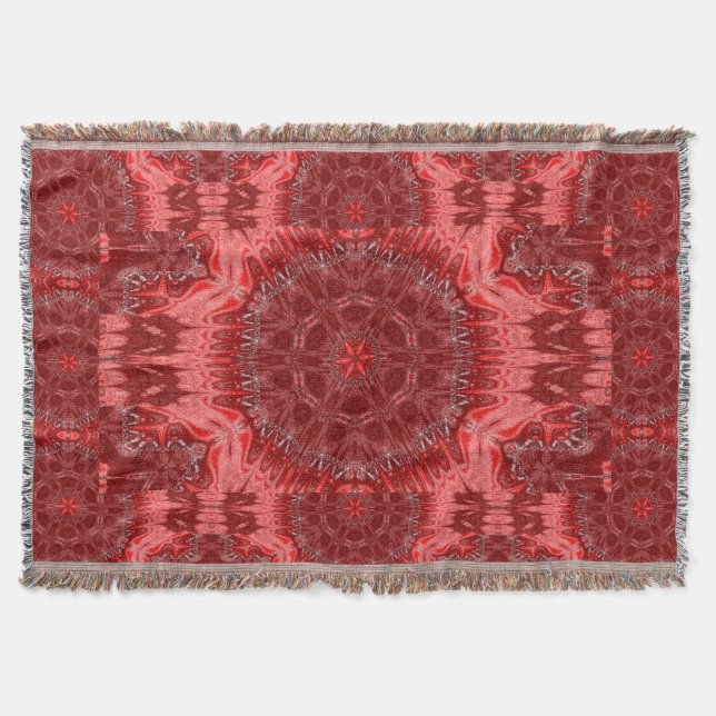Red Star Flower Tapestry Throw Blanket (Front)