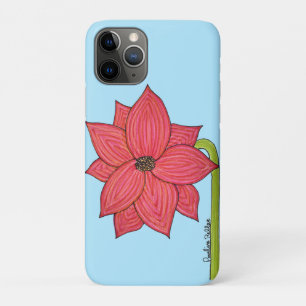 Red Star Flower with Blue background iPhone 11 Pro Case