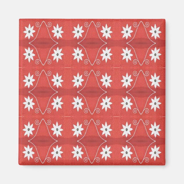 red star flowers magnet (Front)