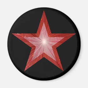 Red Star fridge magnet round black