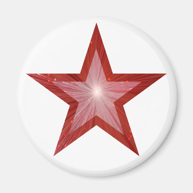 Red Star fridge magnet round white (Front)