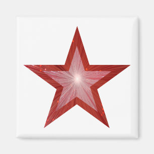 Red Star fridge magnet square white