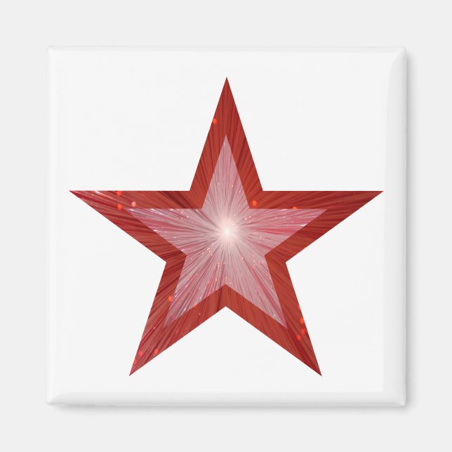 Red Star fridge magnet square white (Front)