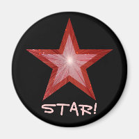 Red Star fridge 'STAR!' magnet round black