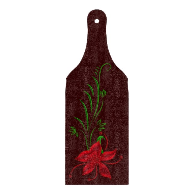 Red Star Gazer Lily Cutting Board (Front)