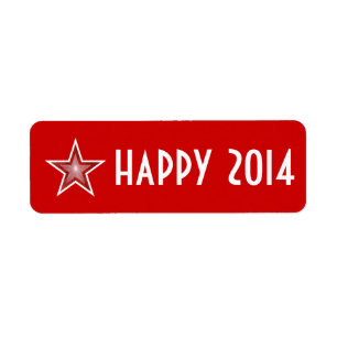 Red Star 'happy 2014' label small red Return Address Label