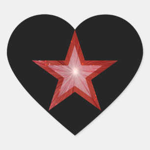 Red Star heart sticker black