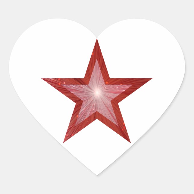 Red Star heart sticker white (Front)