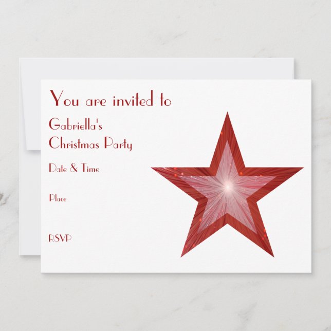 Red Star invitation front text white (Front)