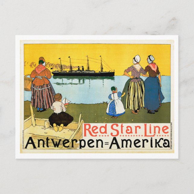 Red Star Line ~ Antwerpen-Amerika Postcard (Front)