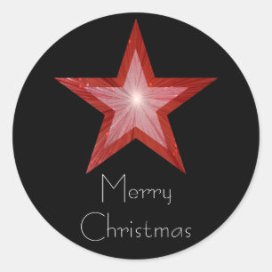 Red Star 'Merry Christmas'' round sticker black