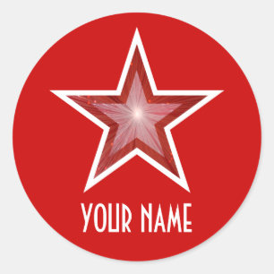 Red Star 'Name' round sticker red