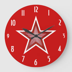 Red Star 'numbers' clock round red