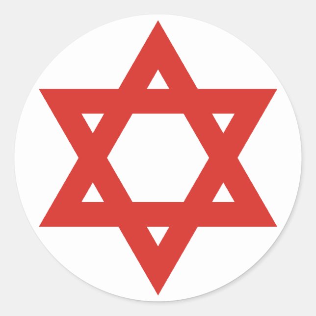 Red Star Of David, Israel flag Classic Round Sticker (Front)