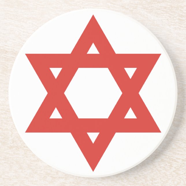 Red Star Of David, Israel flag Coaster (Front)