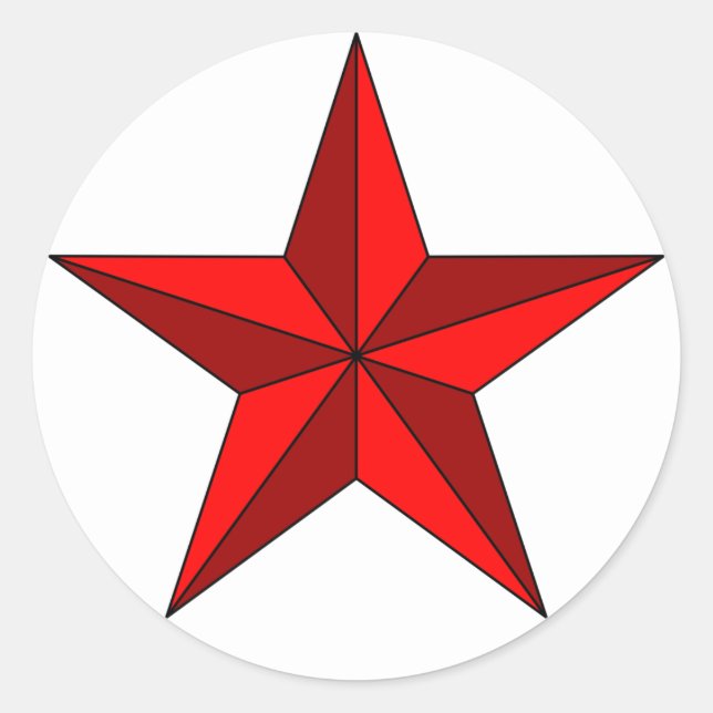 Red Star on Circle Classic Round Sticker (Front)