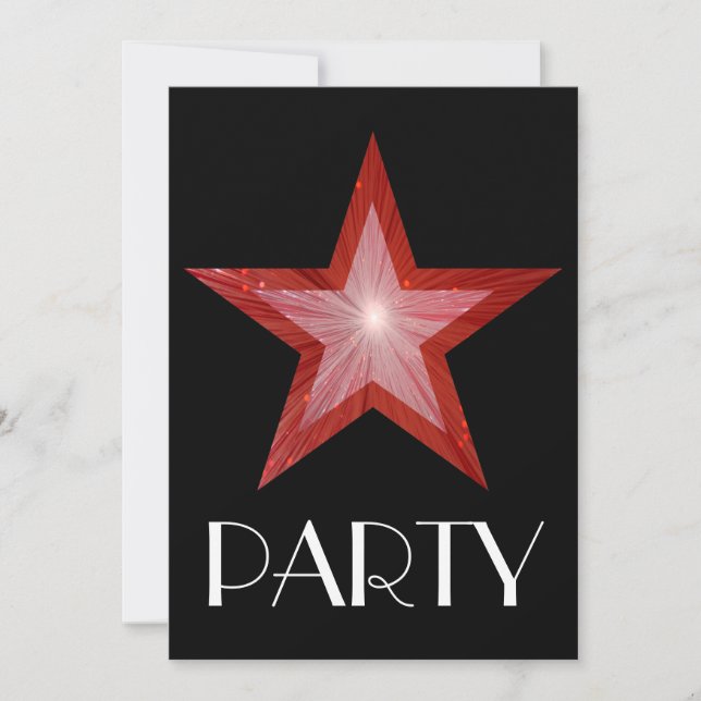 Red Star 'Party' invitation black (Front)