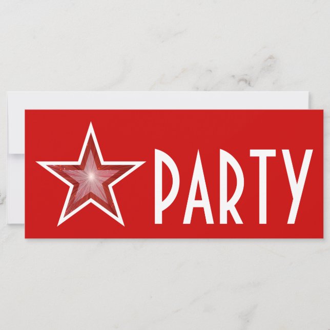 Red Star 'PARTY' invitation red long (Front)