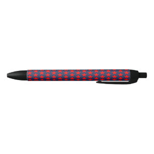 Red Star Pattern Black Ink Pen