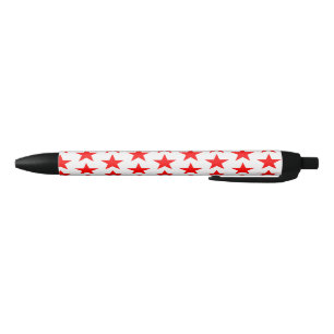 Red Star Pattern Black Ink Pen