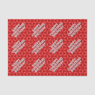 Red Star Pattern / Happy Christmas Birthday Tissue Paper