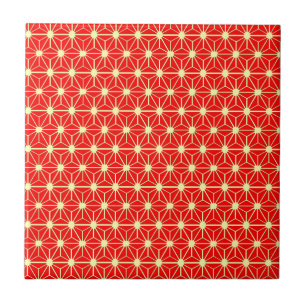 red star pattern with yellow line ceramic tile