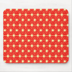 red star pattern with yellow line mouse pad