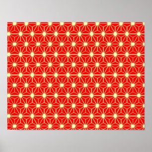 red star pattern with yellow line poster