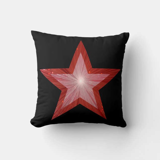 Red Star printed throw pillow square black (Front)