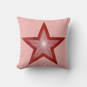 Red Star printed throw pillow square pink