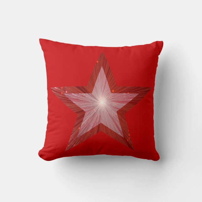 Red Star printed throw pillow square red (Front)
