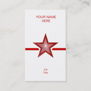 Red Star red line business card white vertical