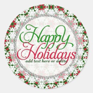 Red Star Ribbon Happy Holidays Gift label Sticker