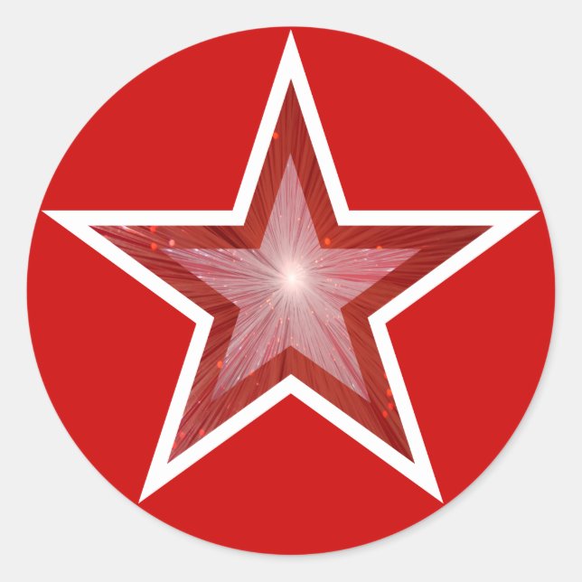 Red Star round sticker red (Front)