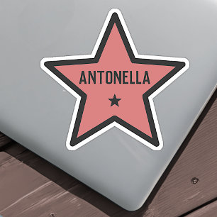 Red Star Shape Outline Simple Cool Custom Name