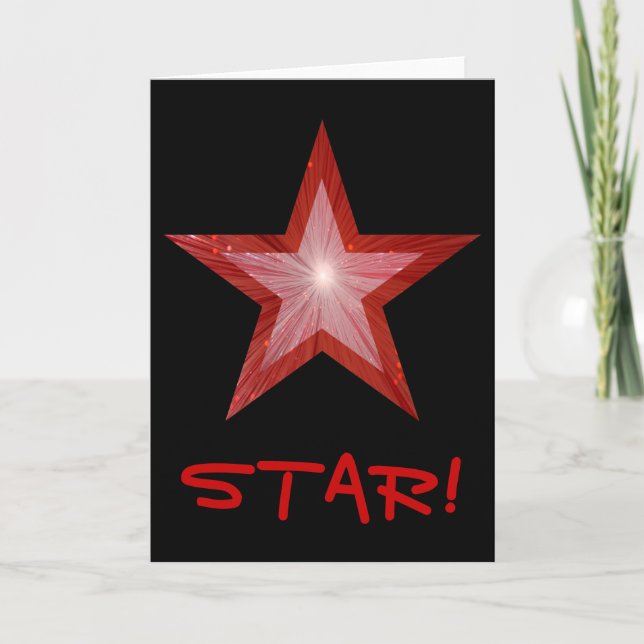 Red Star 'STAR!' card black vertical (Front)