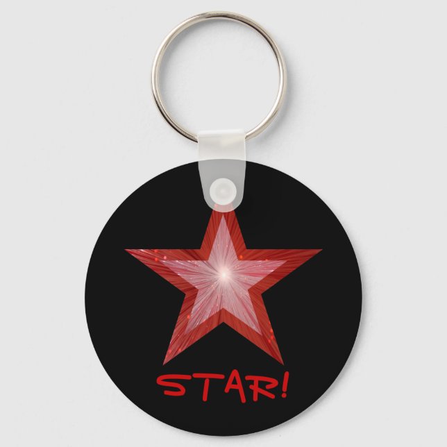 Red Star 'STAR!' keychain black (Front)