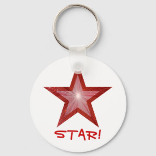 Red Star 'STAR!' keychain white