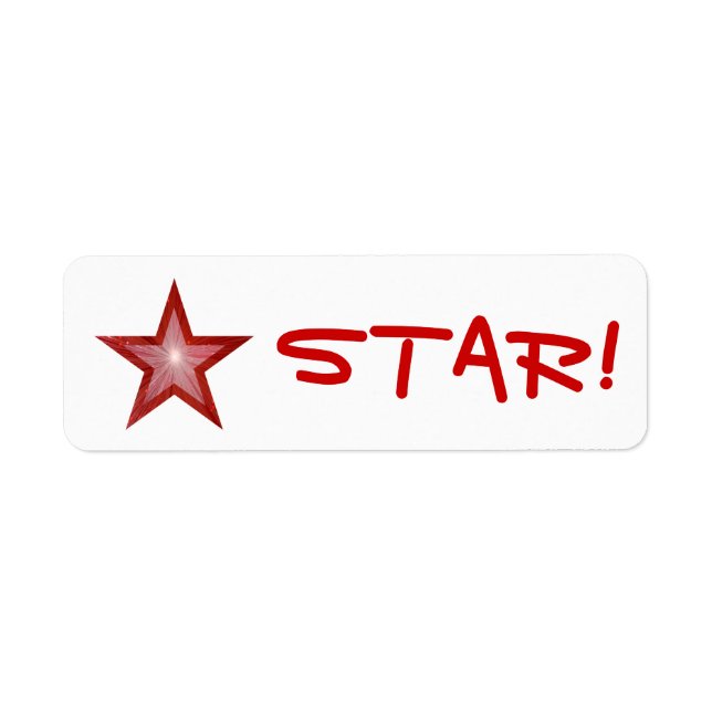Red Star "STAR!" label small white Return Address Label (Front)