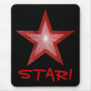Red Star 'STAR!' mousepad black