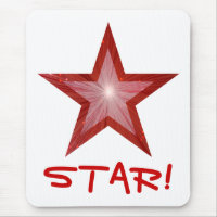 Red Star 'STAR!' mousepad white