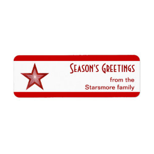 Red Star stripe Season's Greetings small white Return Address Label